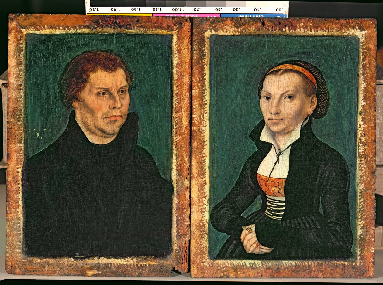 Martin Luther, Katharina von Bora, ca. 1526 door Lucas Cranach the Elder