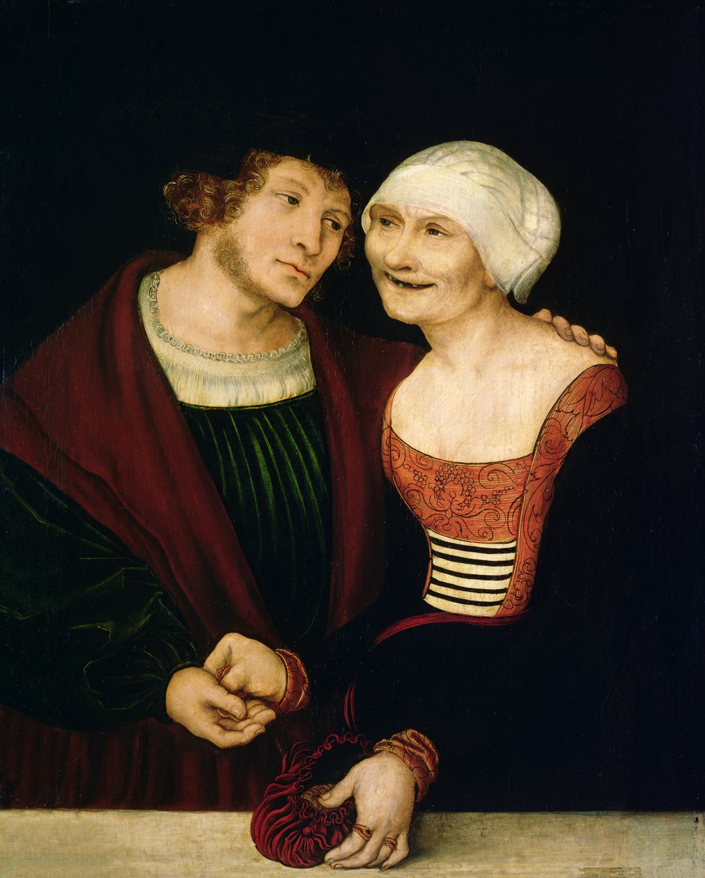 De verliefde oude vrouw door Lucas Cranach the Elder