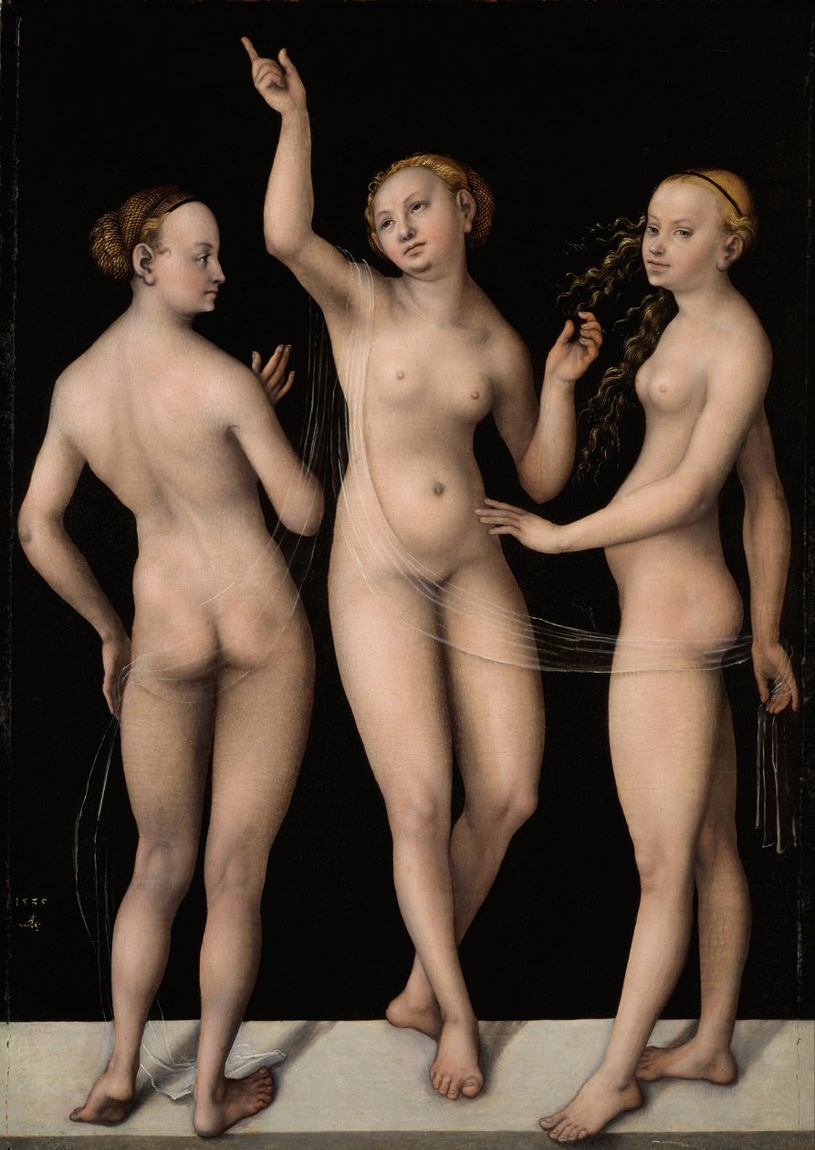 De drie Gratiën door Lucas Cranach the Elder