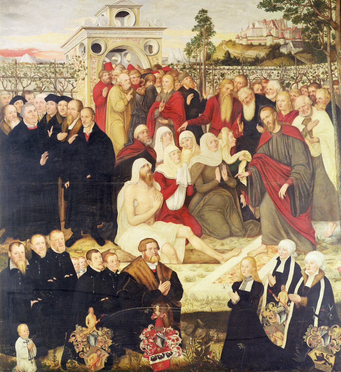 Hervormersgroep bij een wonder door Lucas Cranach the Younger