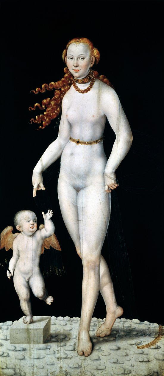 Venus en Cupido door Lucas Cranach the Younger