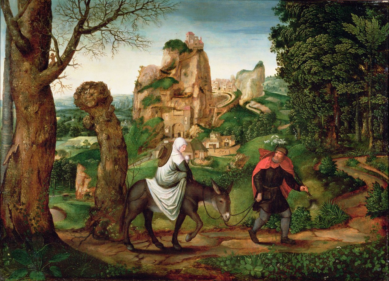 De Vlucht naar Egypte door Lucas van c.1490 c.1570 Gassel
