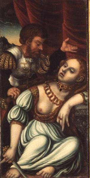 Tarquin en Lucretia door Lucas (studio of) Cranach