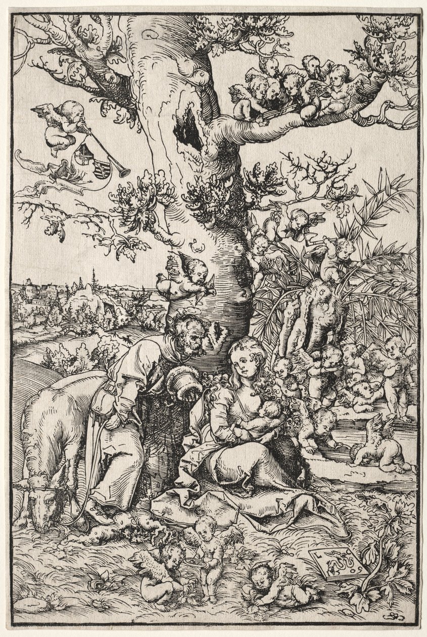 Rust tijdens de Vlucht naar Egypte door Lucas Cranach