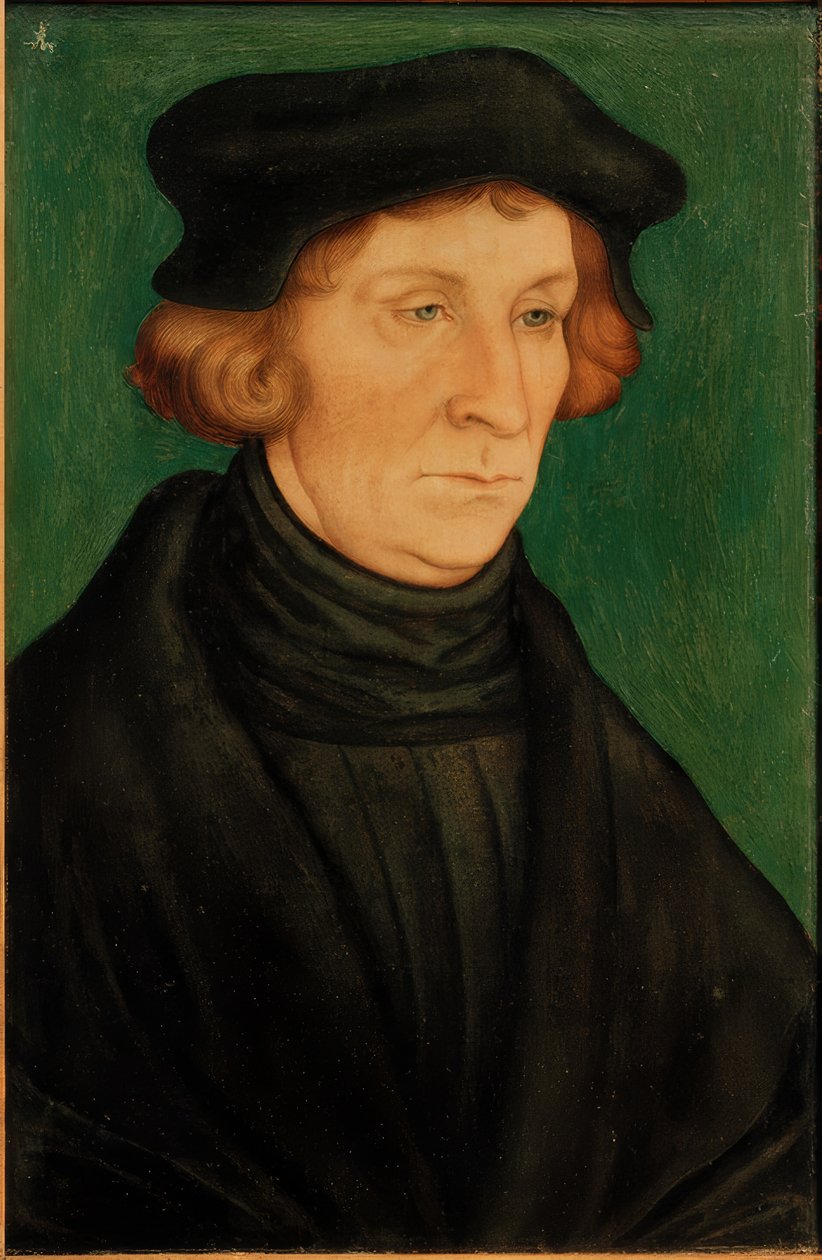 Portret van een geleerde (Otto Brunfels) door Lucas Cranach the Elder