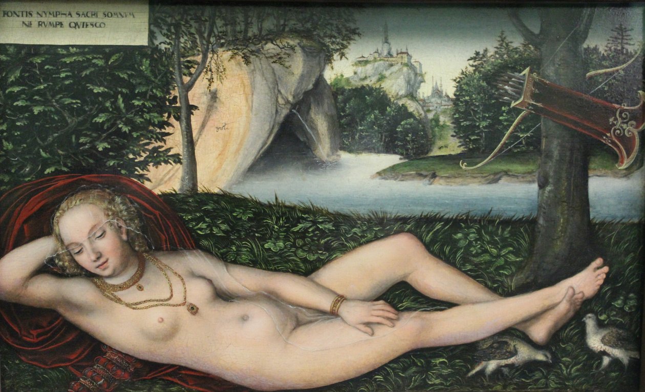 Nimf bij de bron door Lucas Cranach the Elder