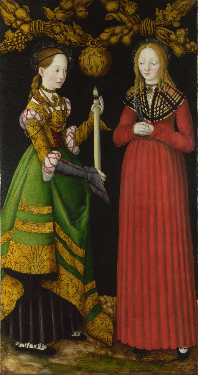 De heiligen Genevieve en Apollonia door Lucas Cranach the Elder