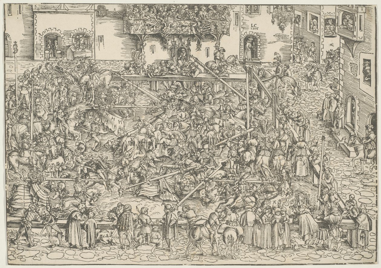 Het eerste toernooi door Lucas Cranach the Elder