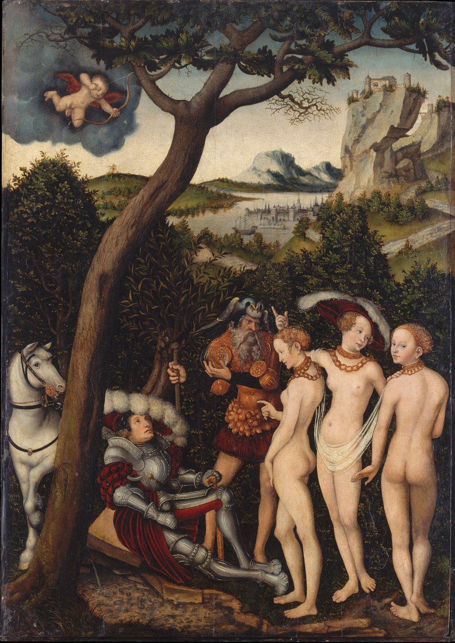 Het oordeel van Parijs door Lucas Cranach the Elder