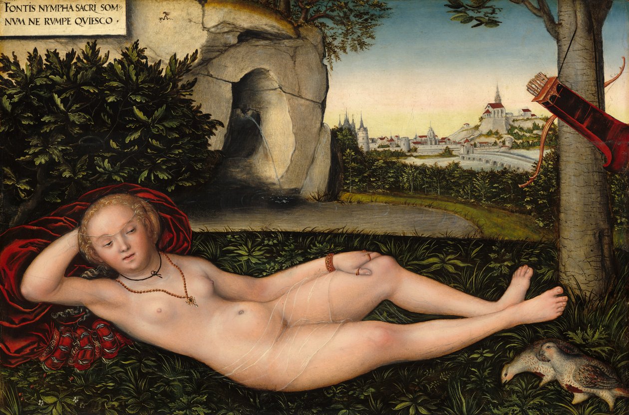 De nimf van de lente door Lucas Cranach the Elder