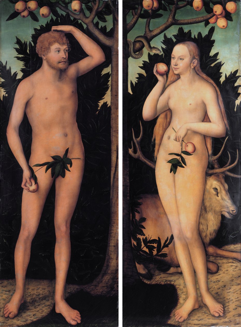 Adam en Eva door Lucas Cranach the Younger