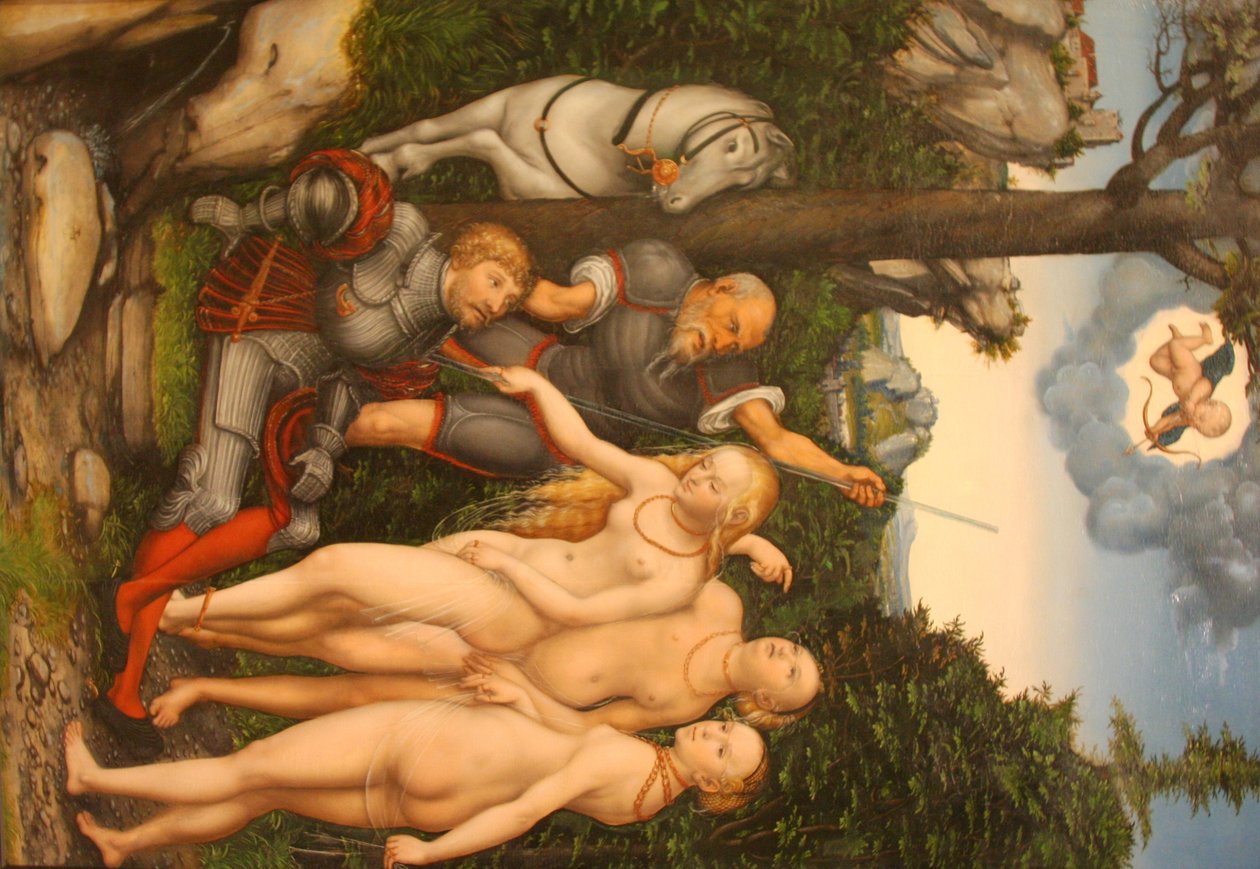 Het oordeel van Parijs door Lucas Cranach the Younger