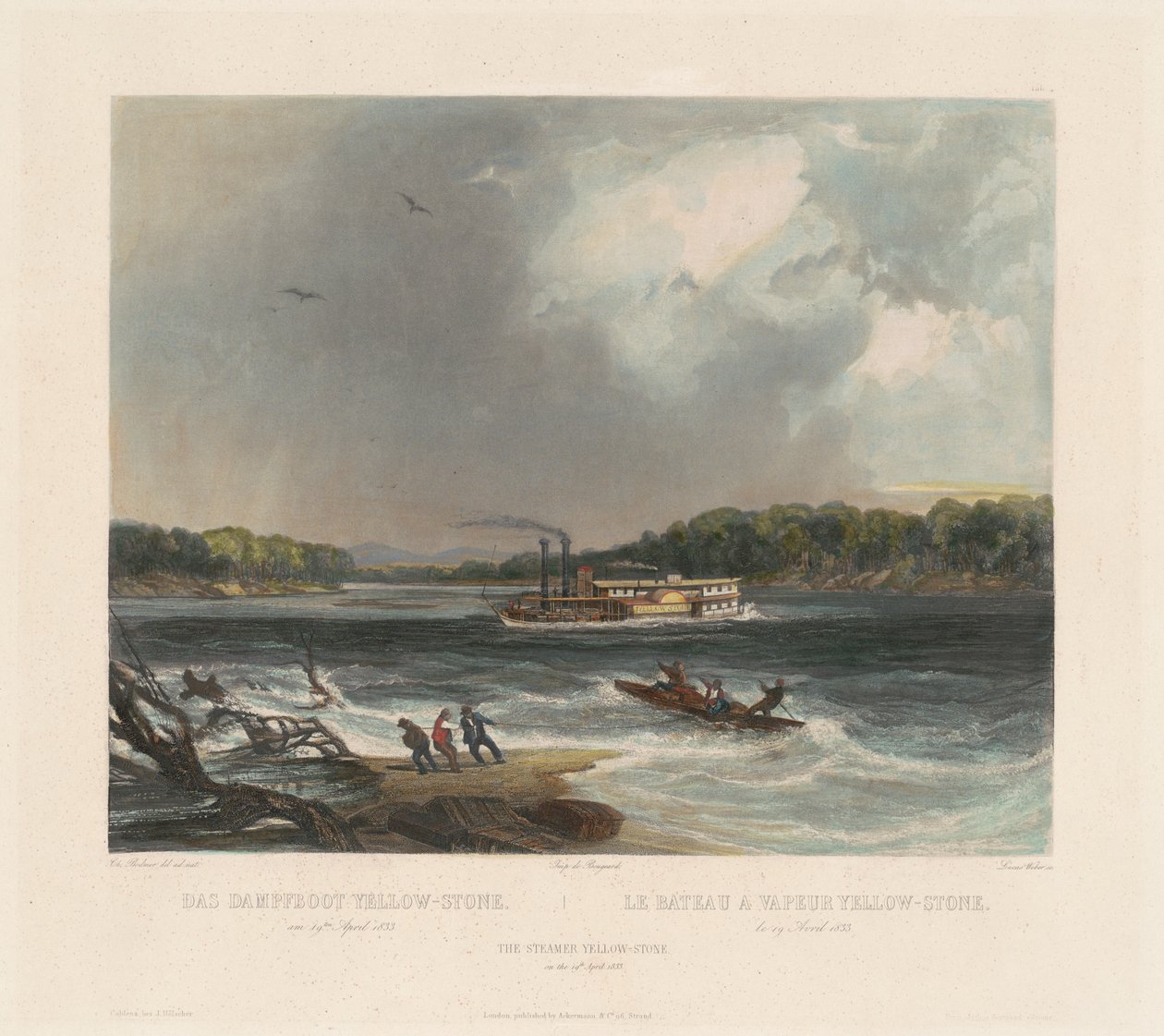 De stoomboot Yellow-stone door Lucas Weber after Karl Bodmer