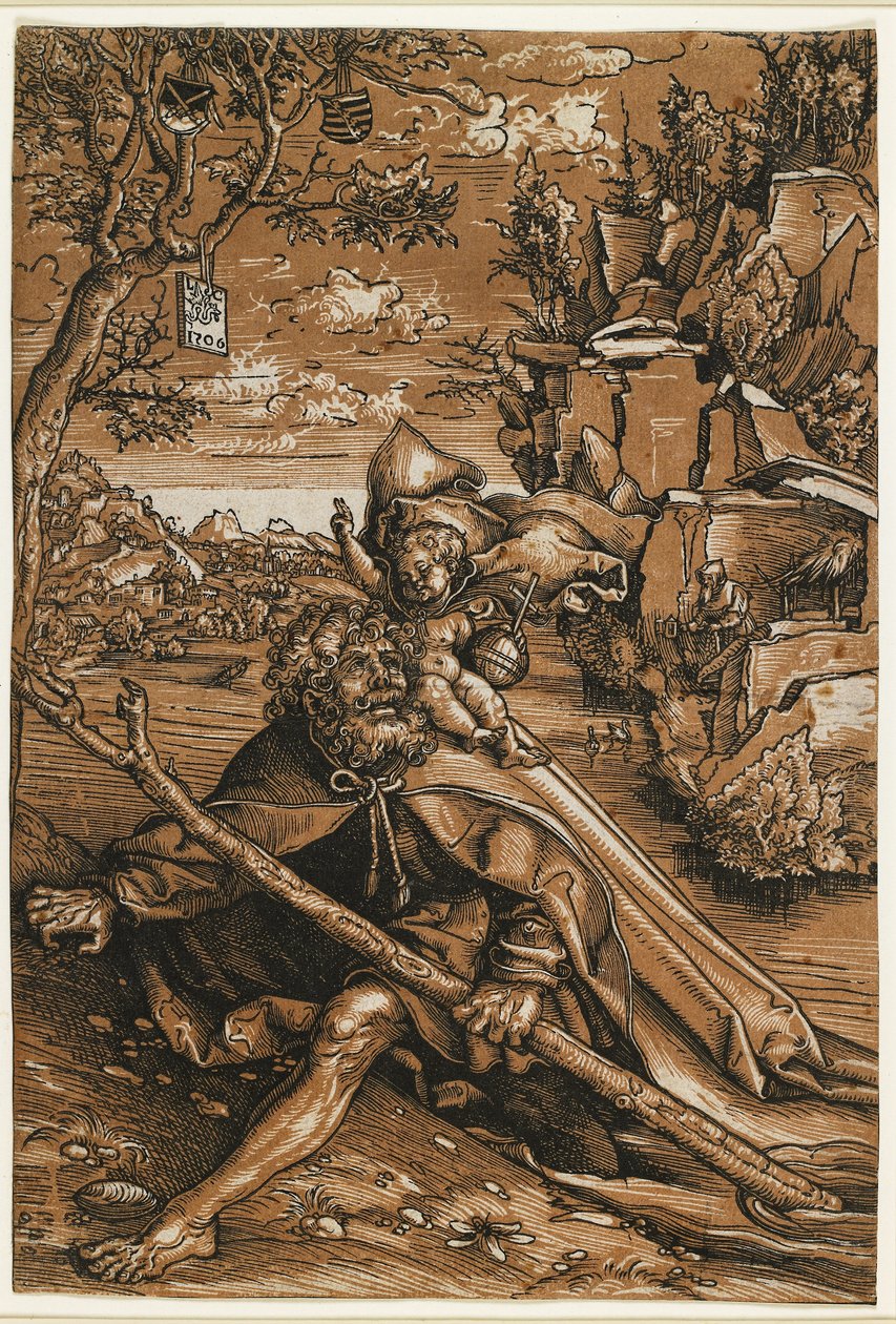 Sint Christoffel, c. 1509 door Lucas the Elder Cranach