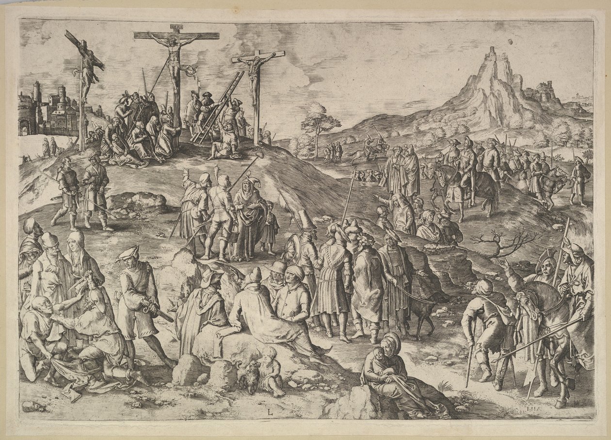 Calvarie Golgotha, 1517 door Lucas van Leyden