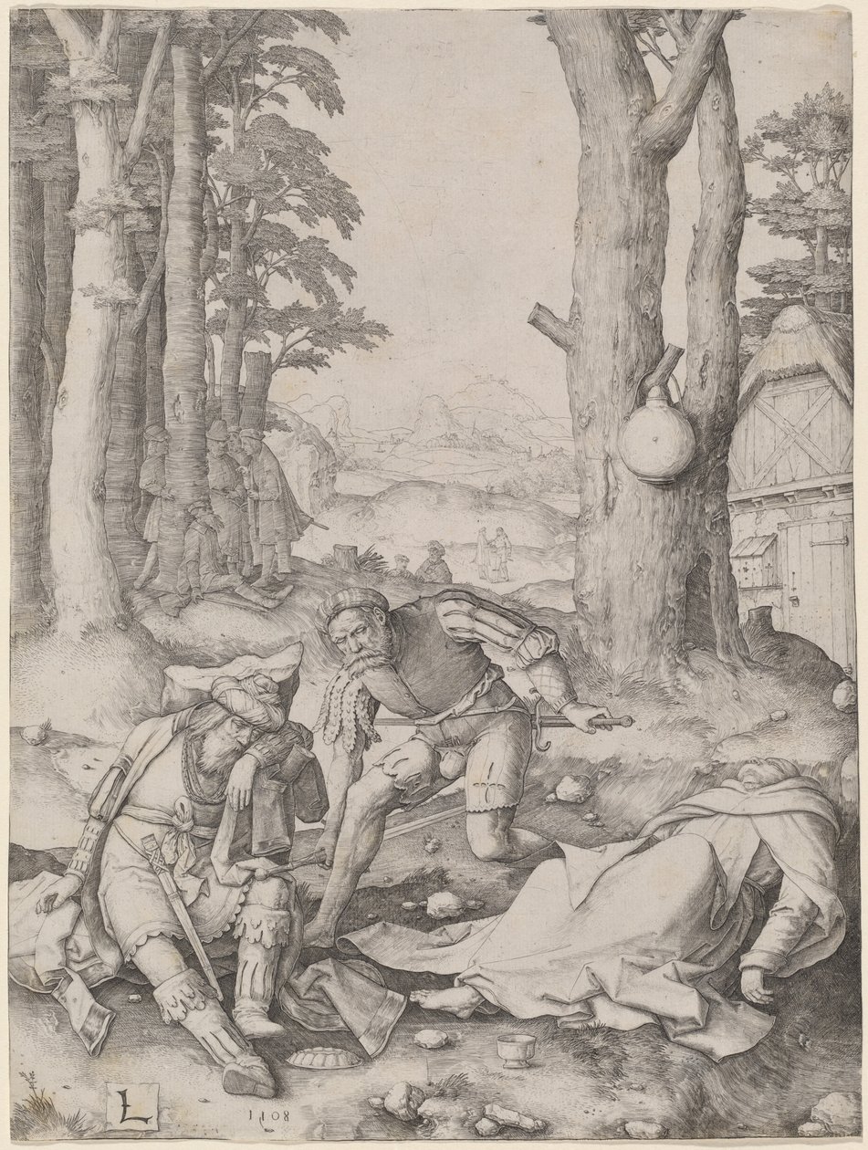 Mohammed en de monnik Sergius door Lucas van Leyden