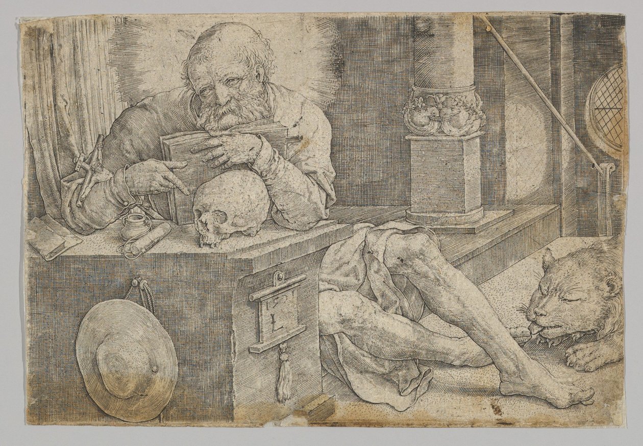 Sint Hiëronymus in zijn studeerkamer, 1521 door Lucas van Leyden
