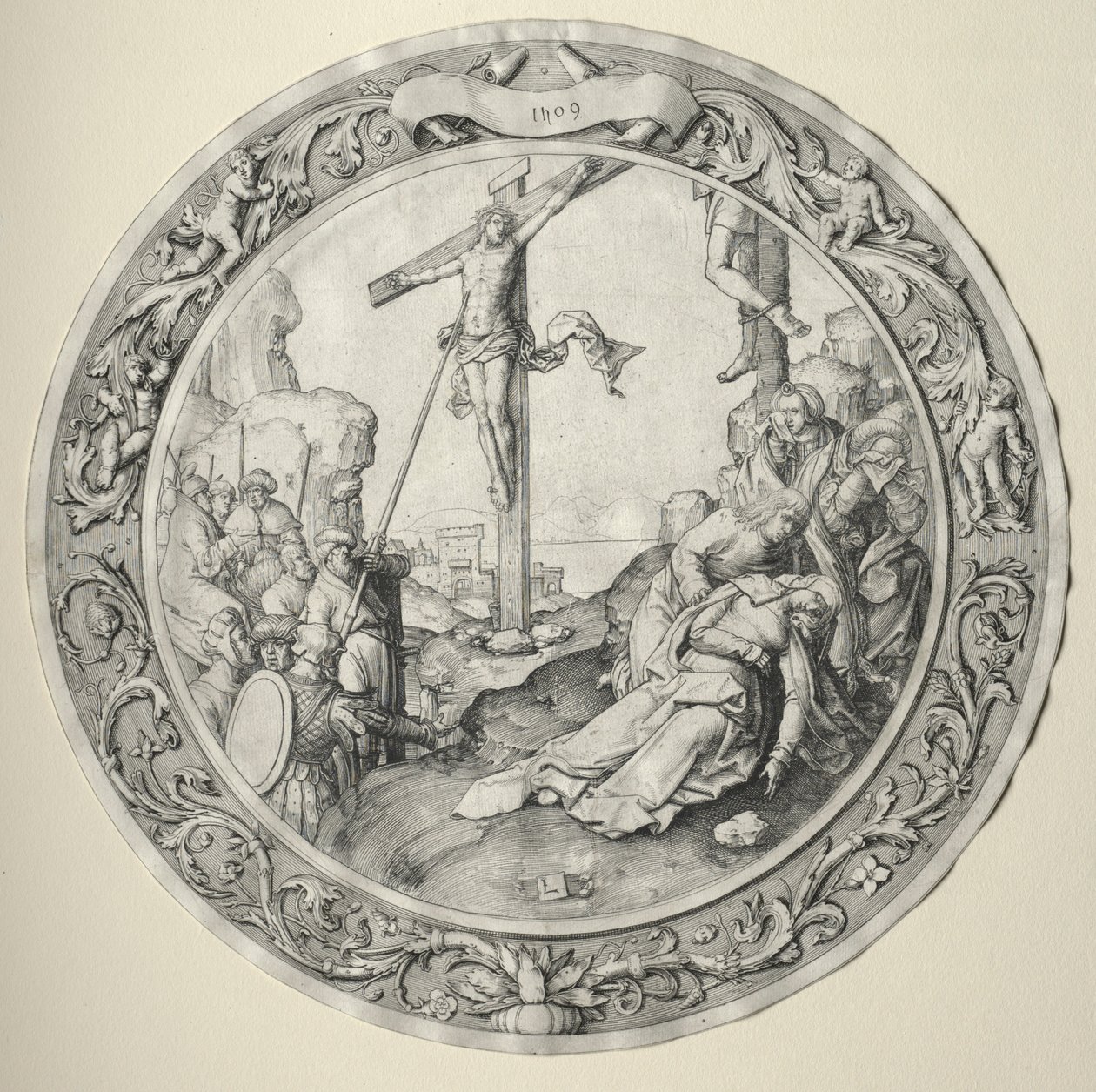 De Ronde Passie: De Kruisiging, 1509 door Lucas van Leyden