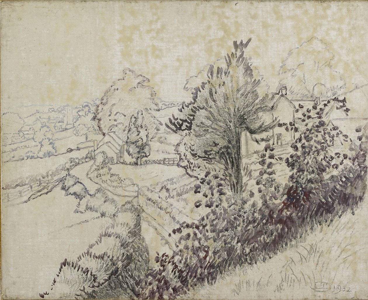 Uitzicht op Leintwardine door Lucien Pissarro