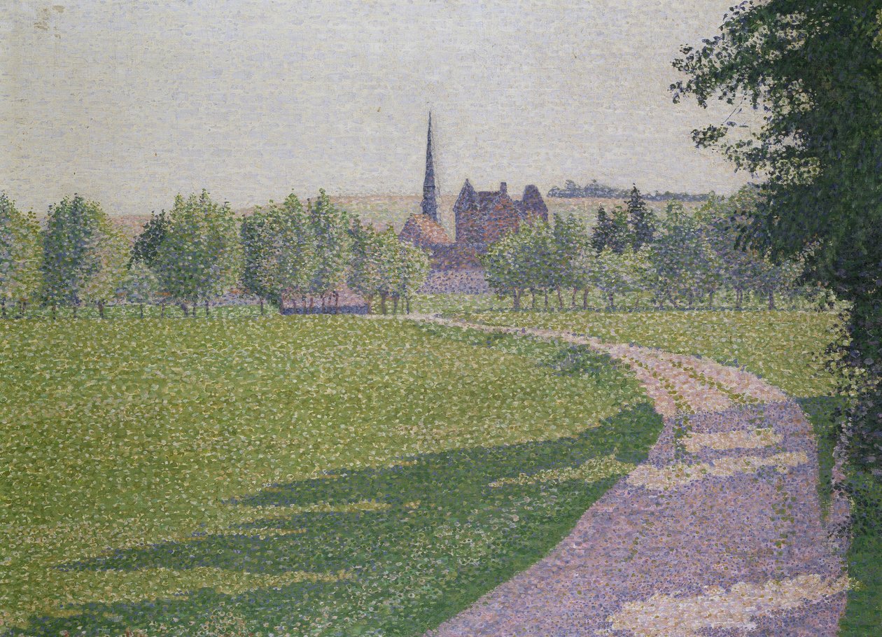 Éragny Kerk, 1886 door Lucien Pissarro