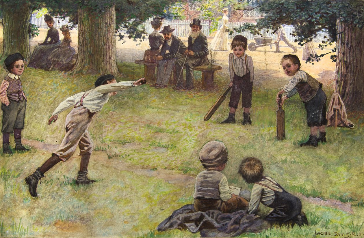 Jongens die Cricket Spelen door Lucien Davis