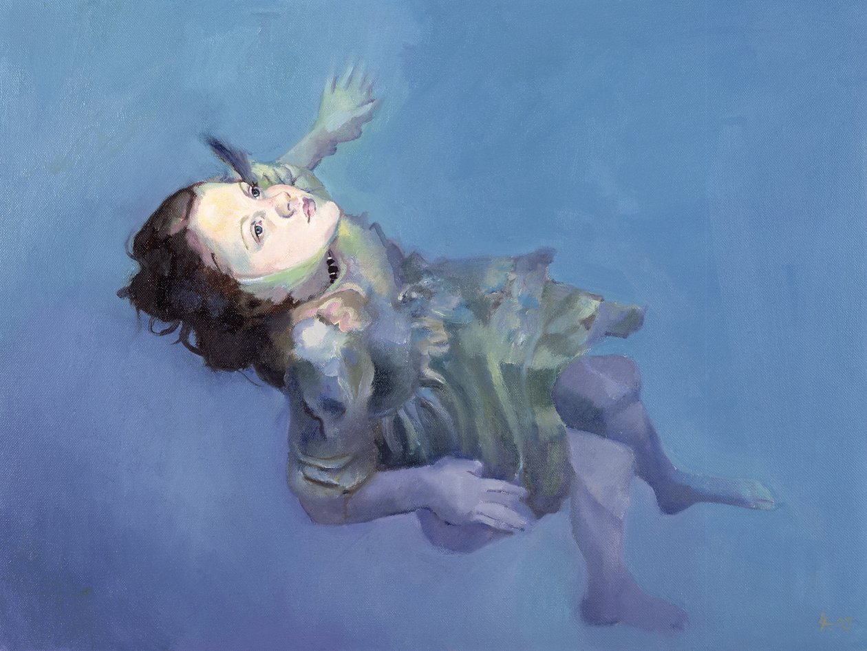 Drijvend meisje, 2004 (olieverf op doek) door Lucinda Arundell