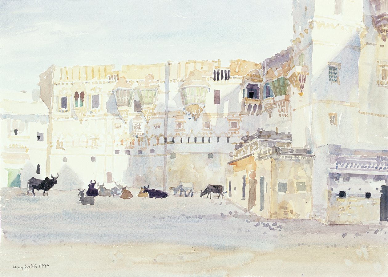 Avond bij het paleis, Bhuj, 1999 door Lucy Willis