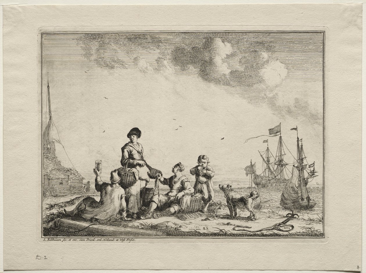 Visverkoper, 1701 door Ludolf Backhuysen