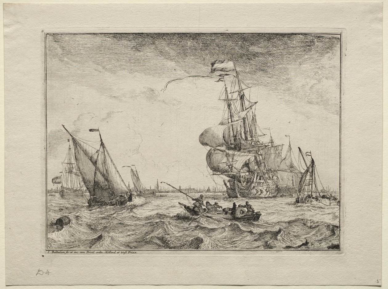 Schepen Onder Volle Zeilen, 1701 door Ludolf Backhuysen