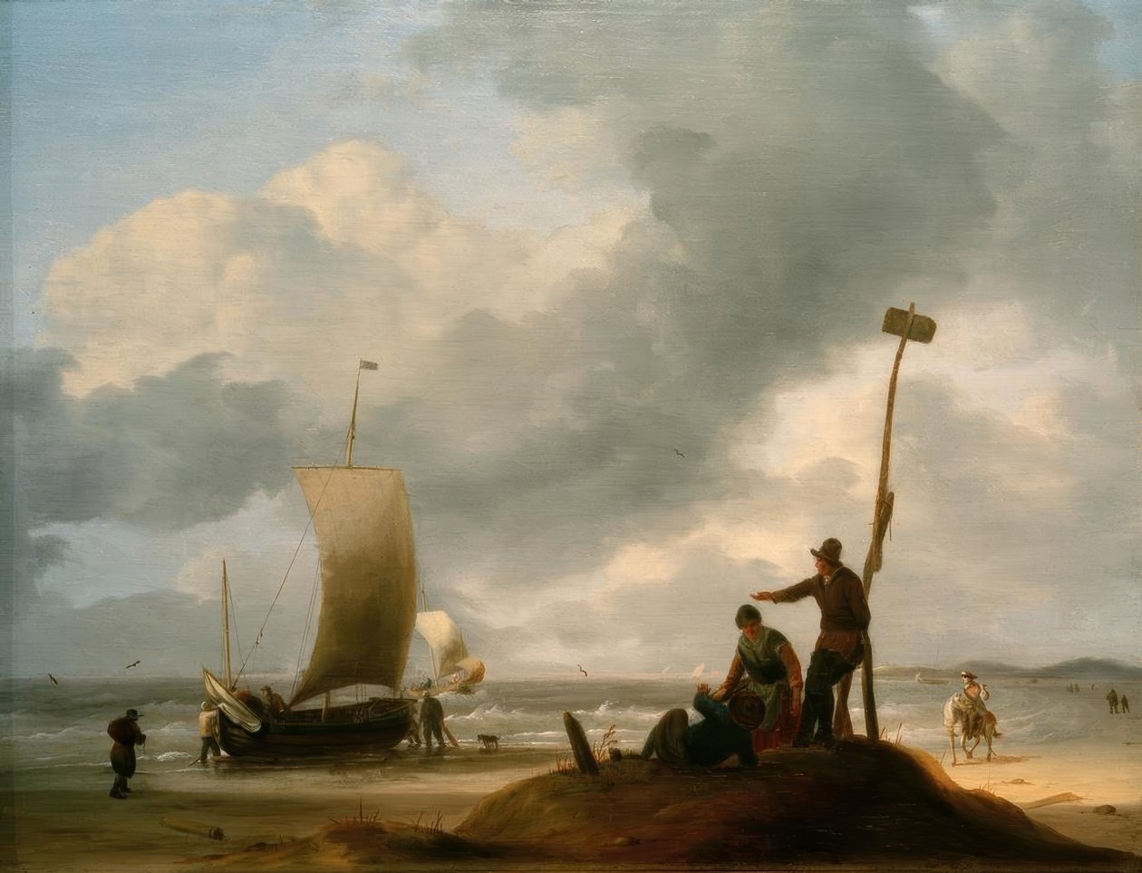 Strand met Vissersboten door Ludolf Backhuysen