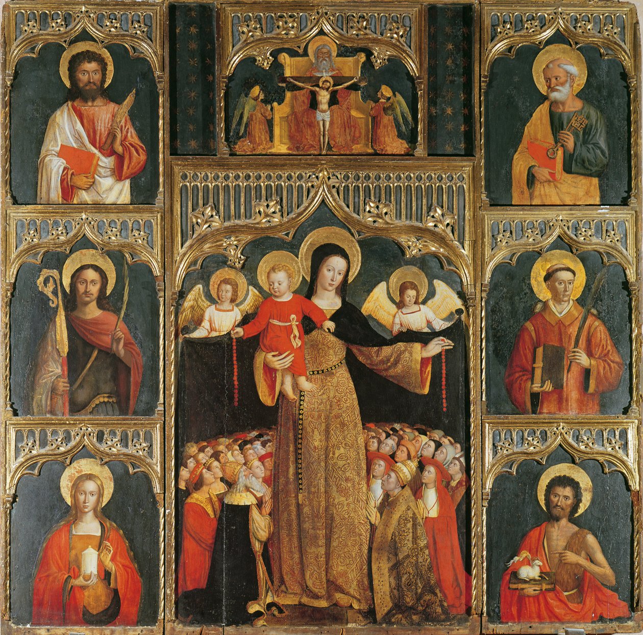 Altaarstuk van de Maagd van de Rozenkrans, ca.1500 door Ludovico Brea