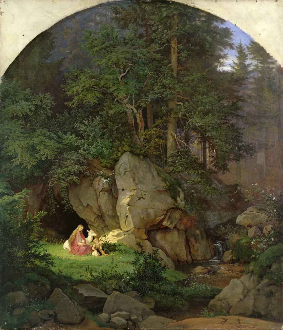 Genoveva in de Bosopenplek, 1839-41 door Ludwig Adrian Richter