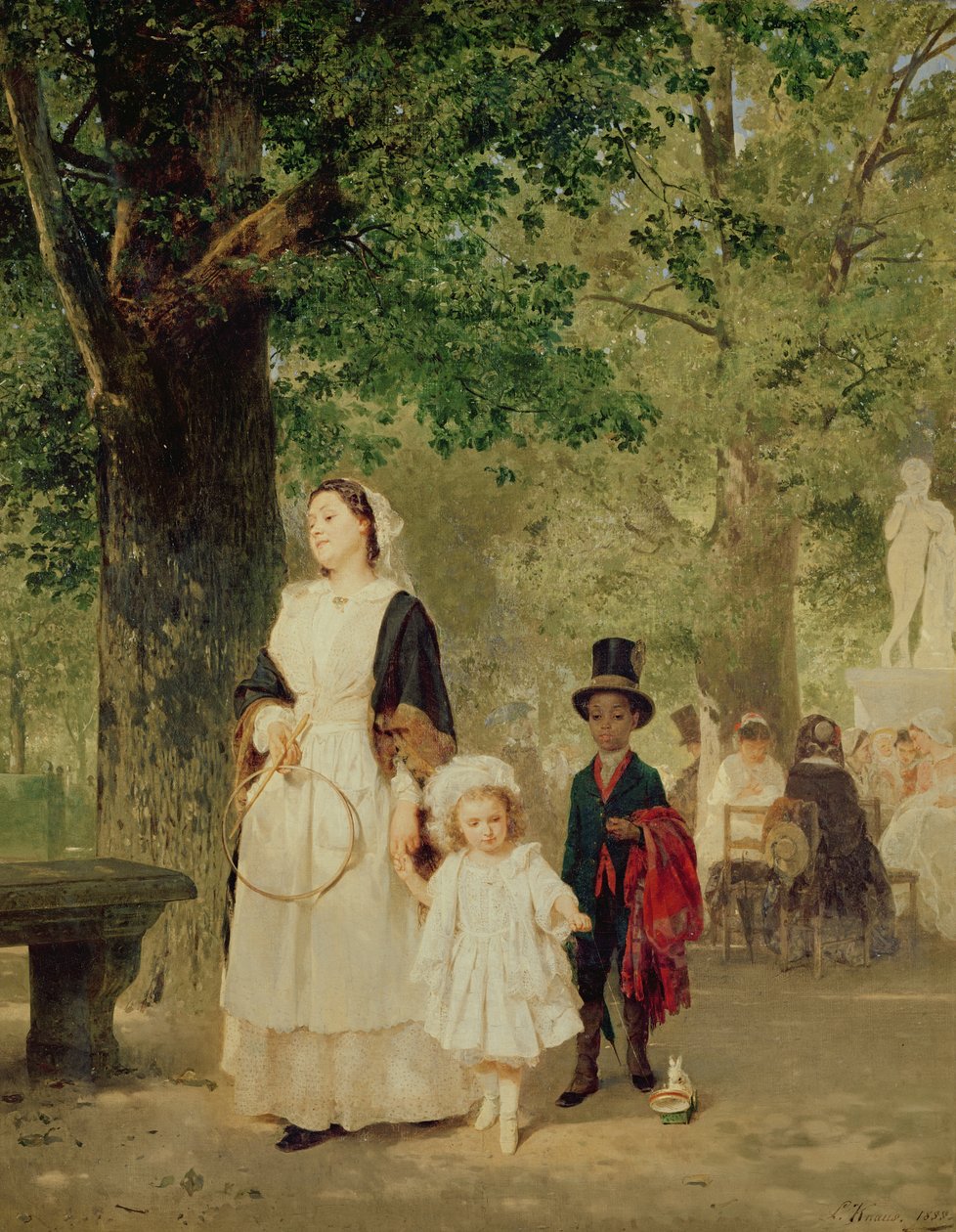 Promenade in de Tuinen van de Tuilerieën door Ludwig Knaus