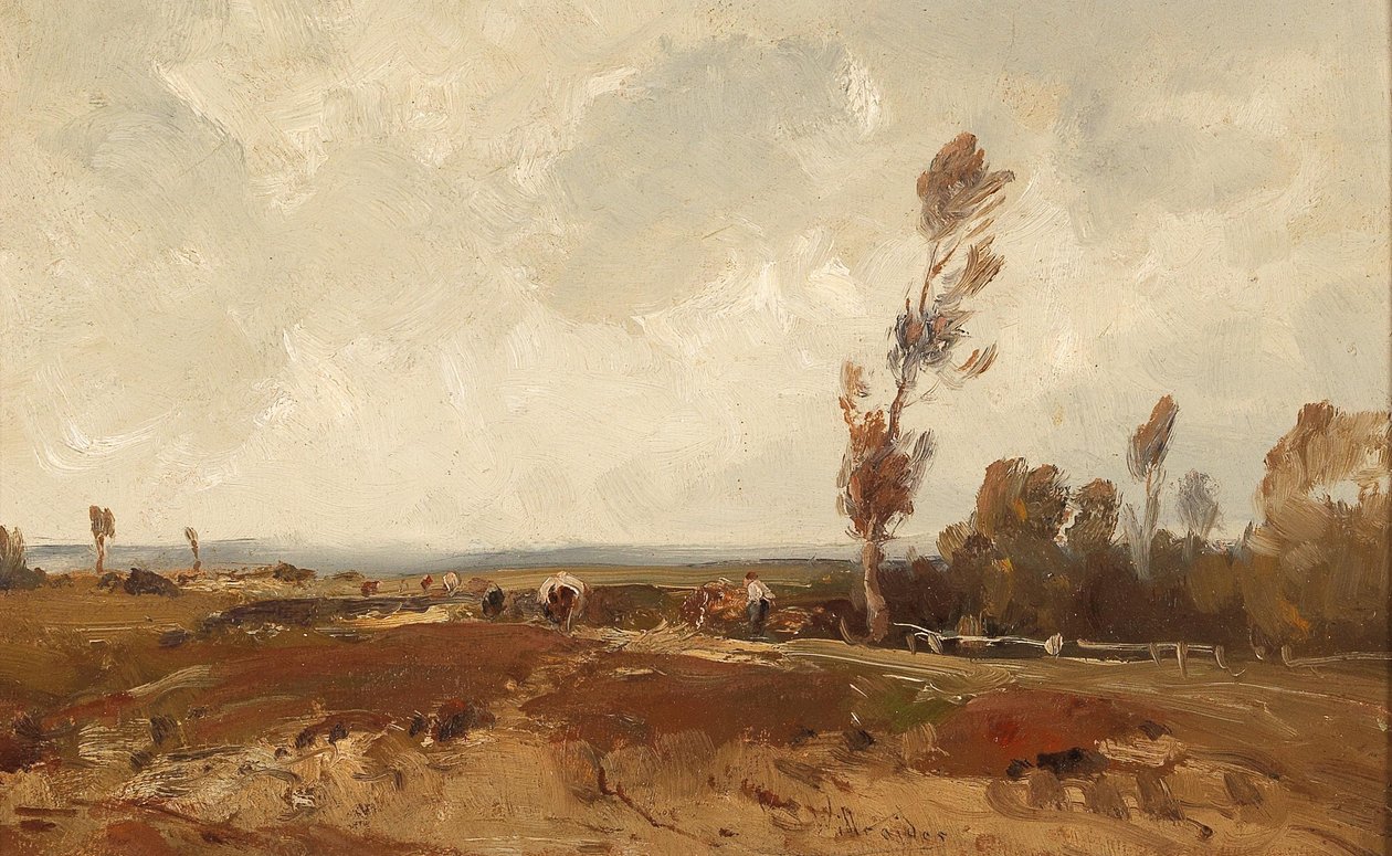 Werken op de velden in de herfst door Ludwig Willroider
