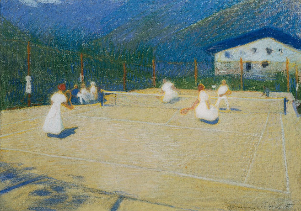 Tennisbaan in Gossensass, 1908 door Ludwig Ferdinand Graf