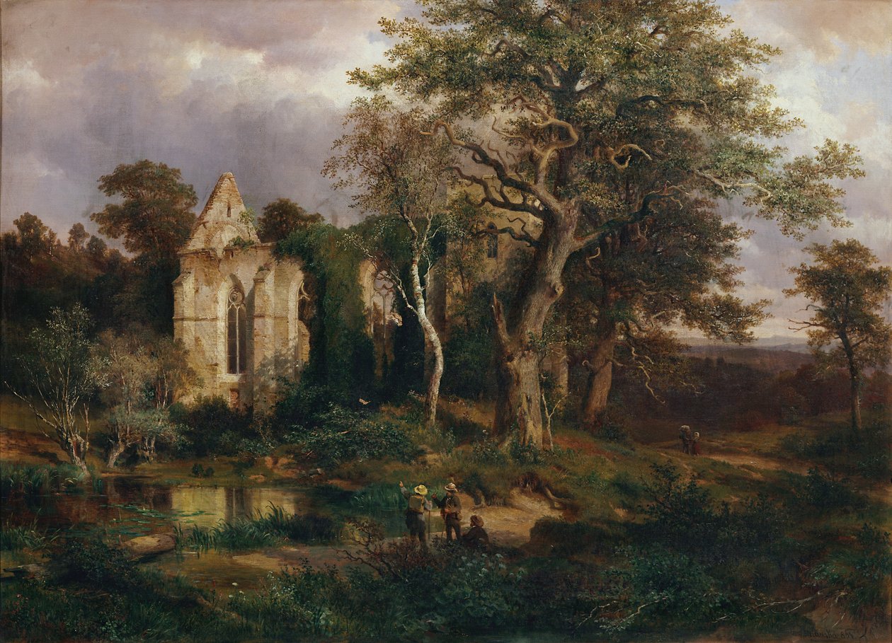 Kerkruïne door Ludwig Halauska