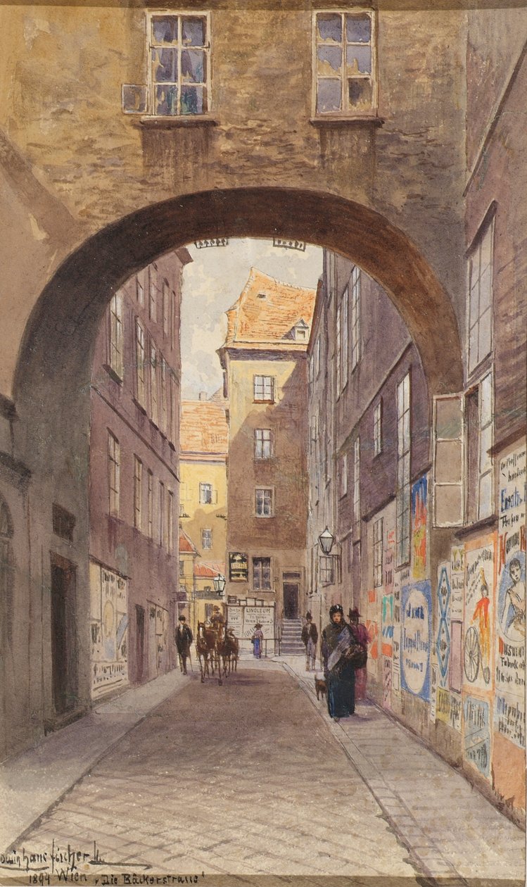 De Bäckerstraße in Wenen door Ludwig Hans Fischer