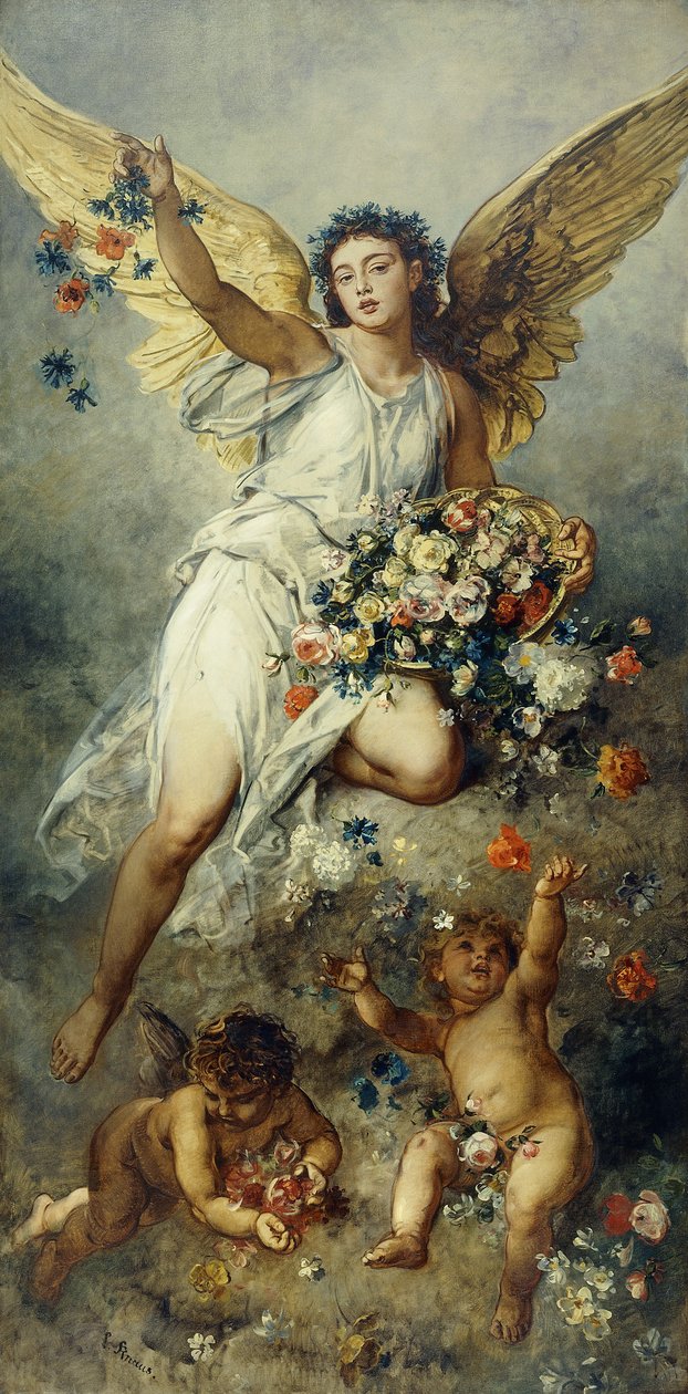 Flora met putti-vrede door Ludwig Knaus