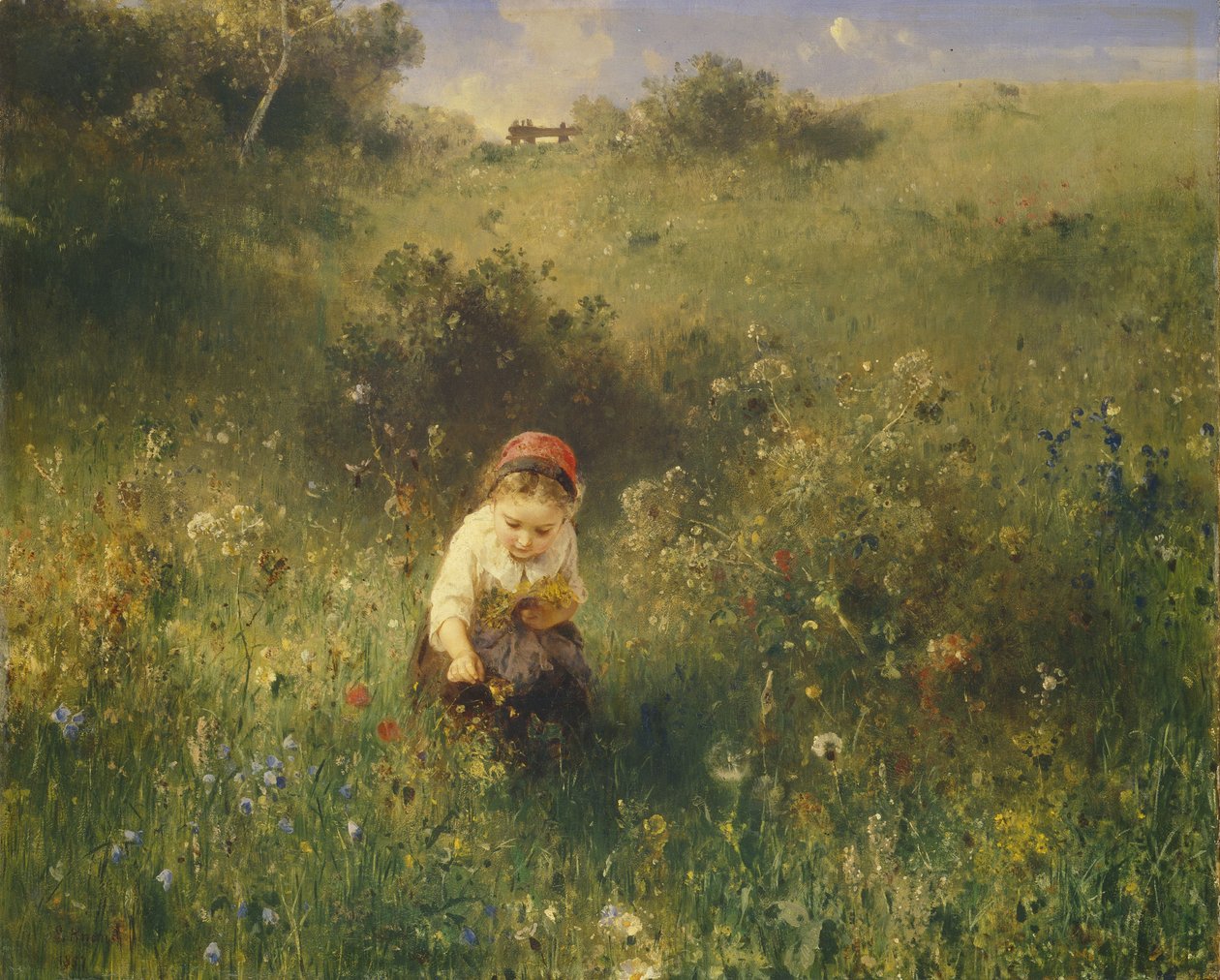 Meisje in een veld, 1857 door Ludwig Knaus
