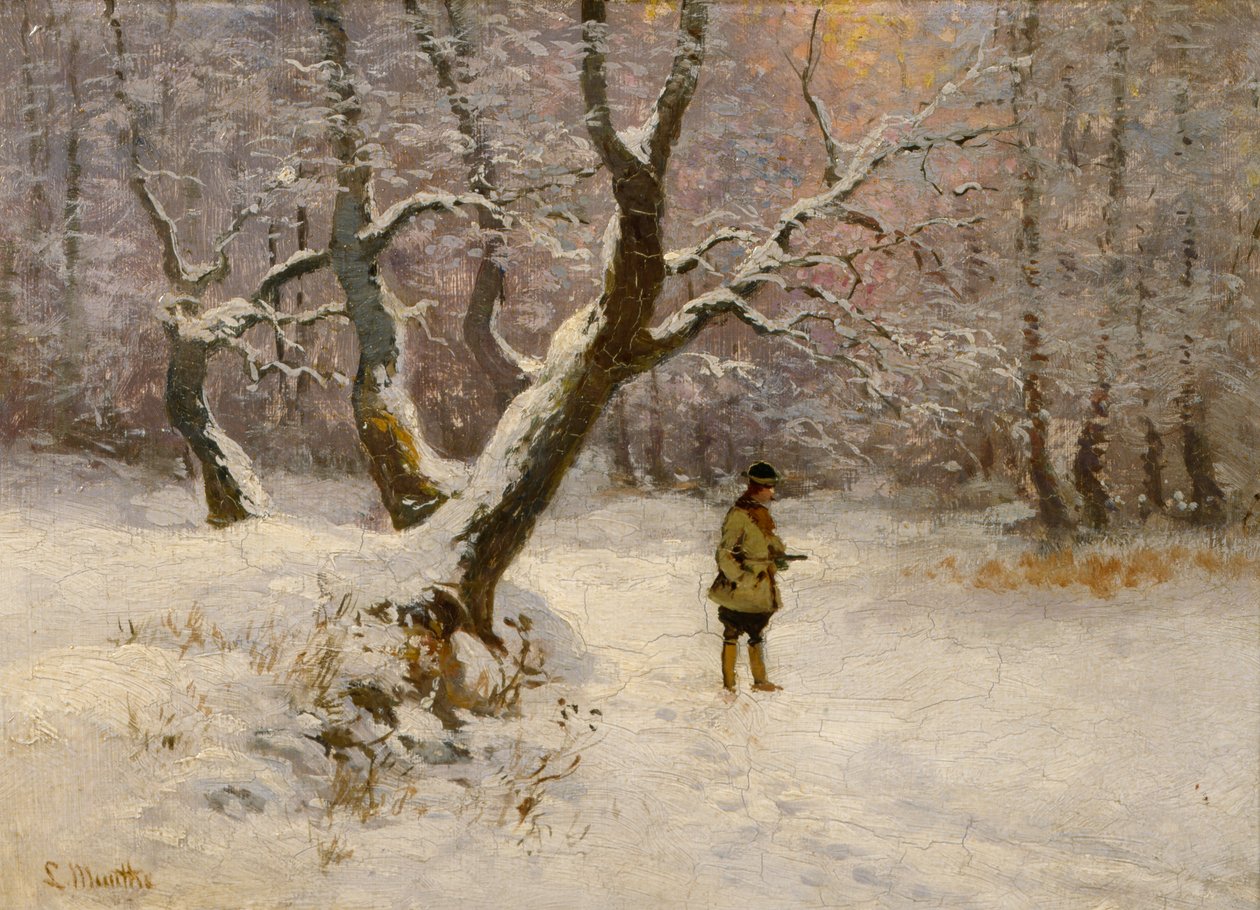 Winterlandschap met jager door Ludwig Munthe