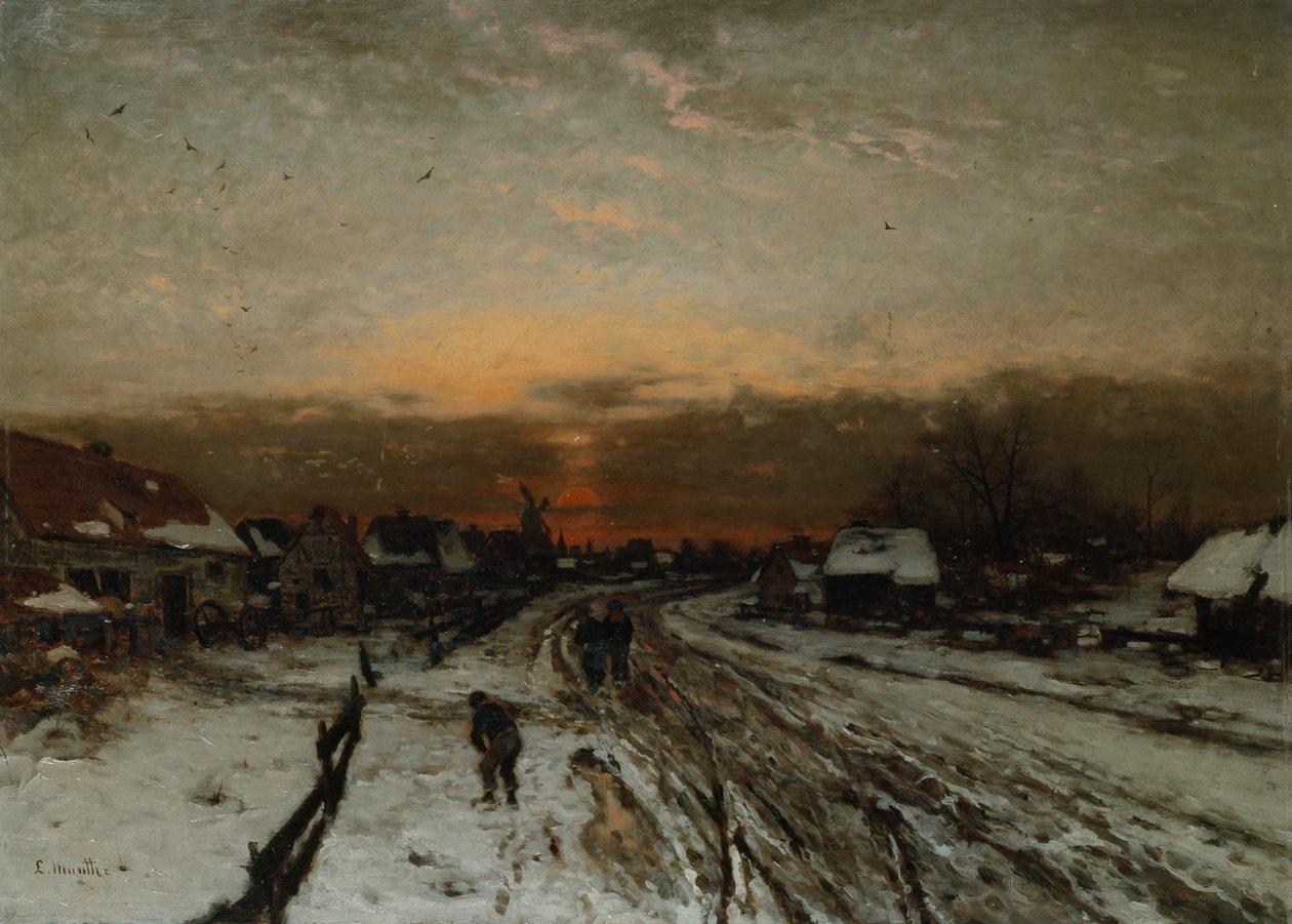 Winterlandschap met zonsondergang door Ludwig Munthe