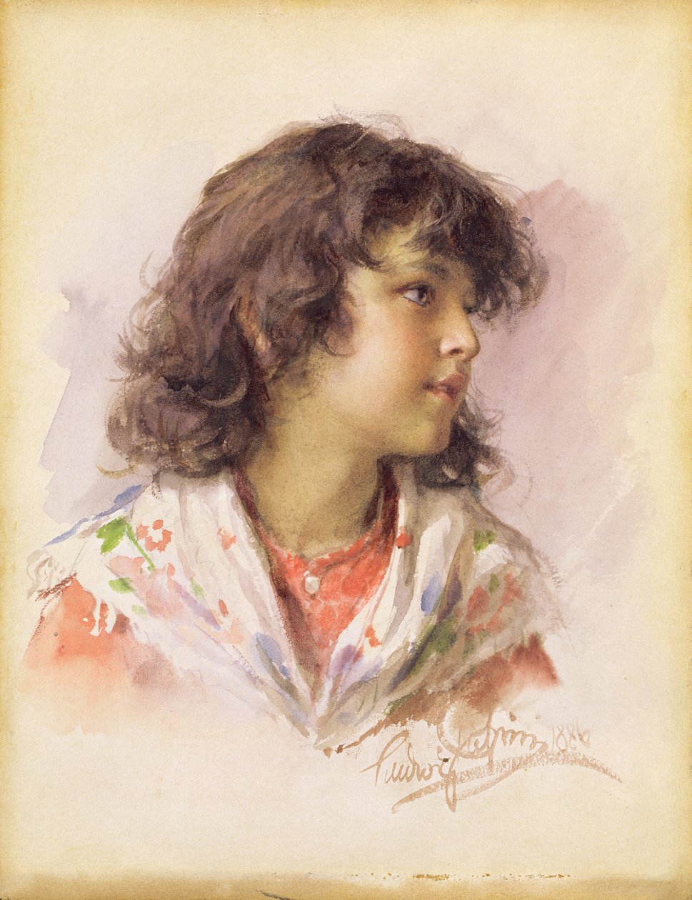 Hoofd van een Meisje, 1886 door Ludwig Passini