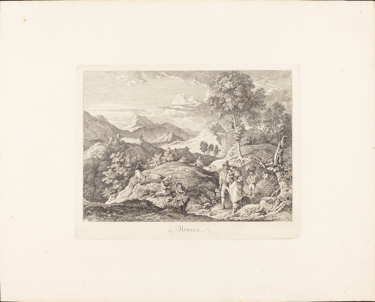 Olevano door Ludwig Richter