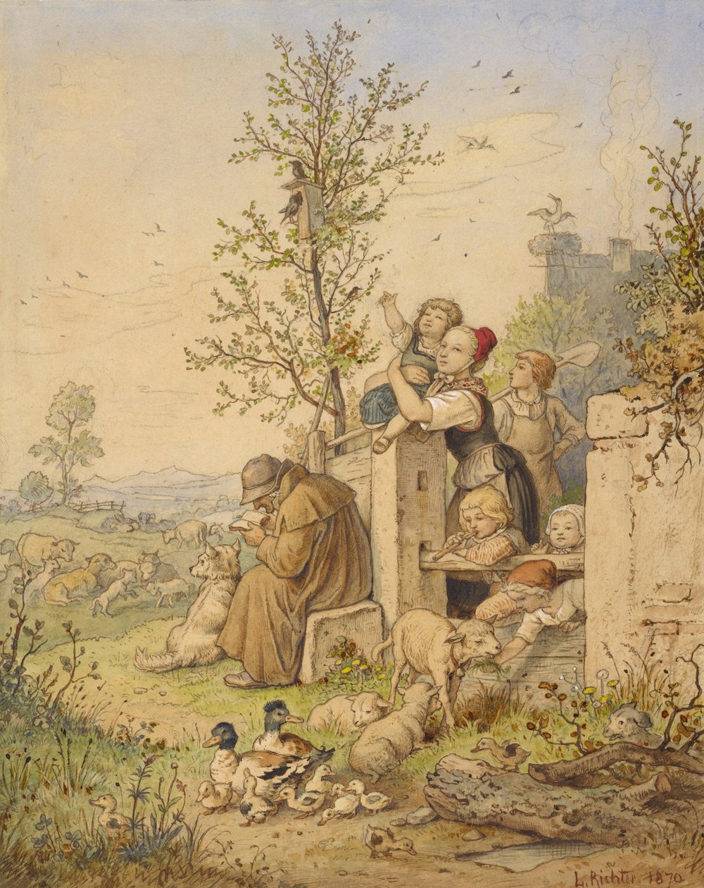 De lente is gearriveerd door Ludwig Richter