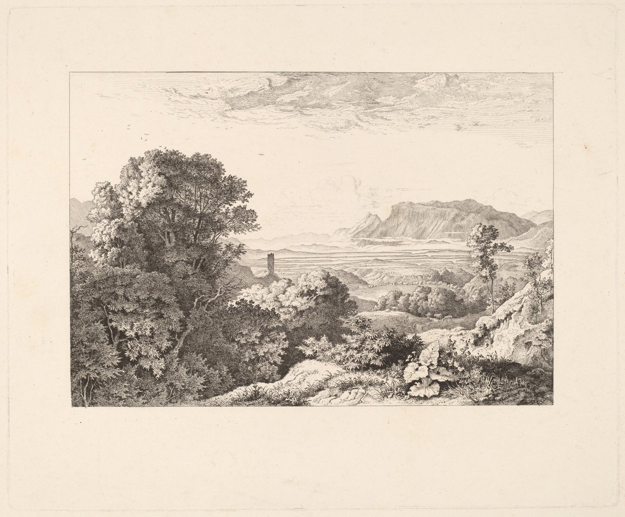 Uitzicht op het Kasteel van Olevano door Ludwig Richter