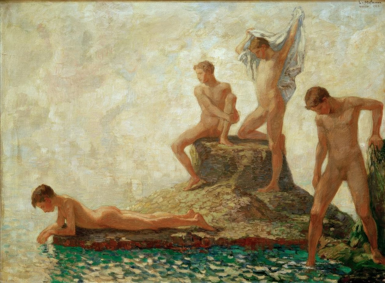 Badende jongelingen door Ludwig von Hofmann