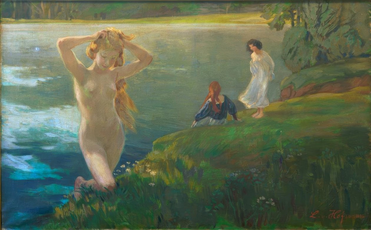Baden Meisjes door Ludwig von Hofmann
