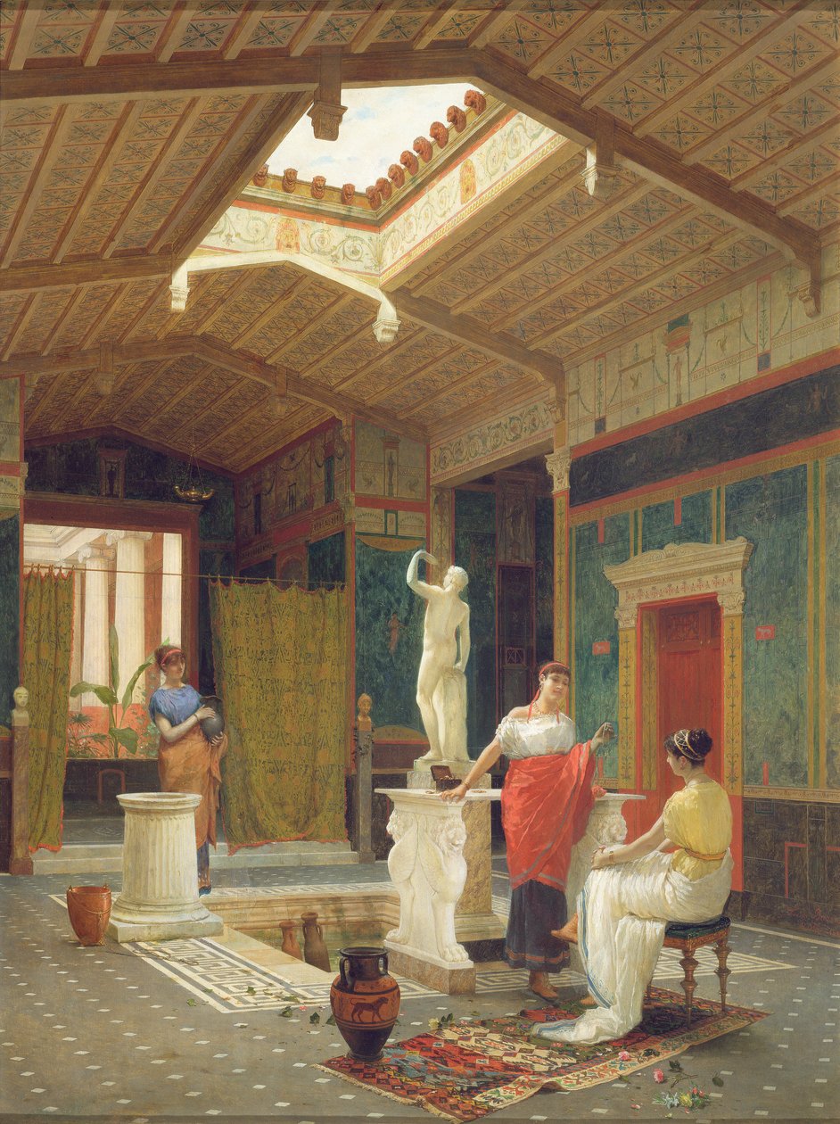 Een Pompeiaans Interieur, 1882 door Luigi Bazzani