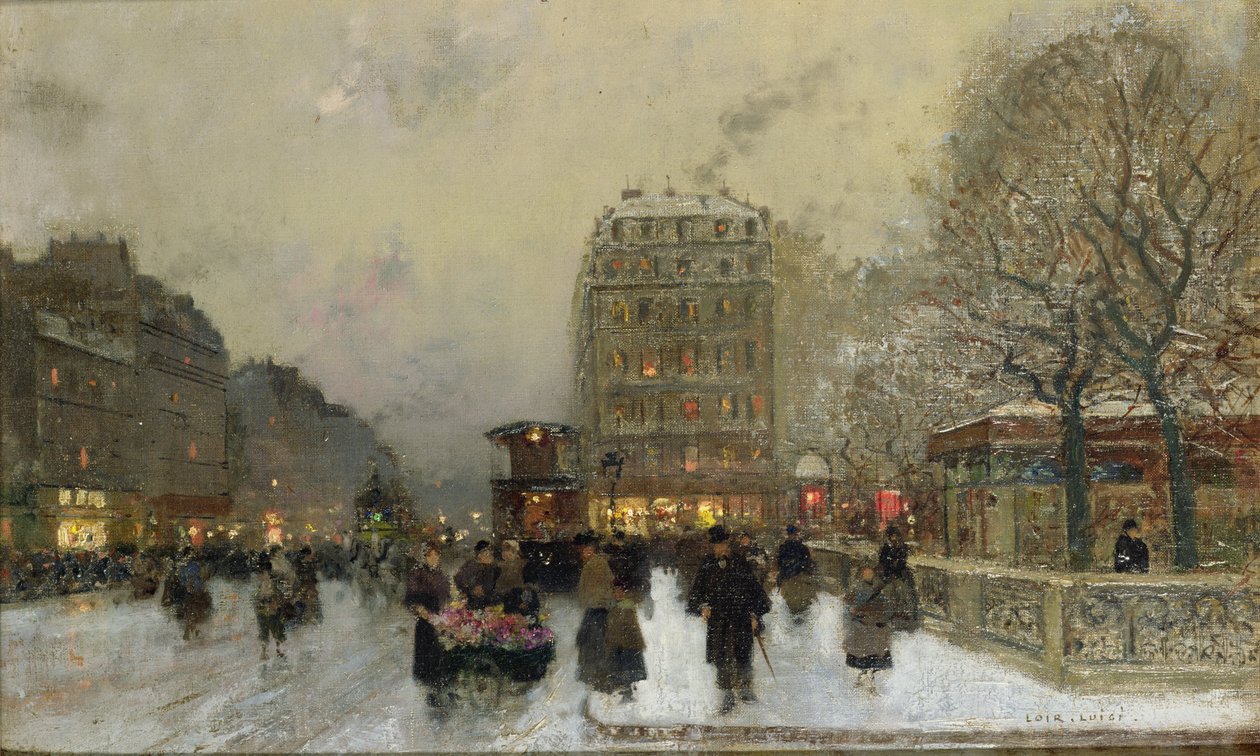 Straatscène in Parijs door Luigi Loir
