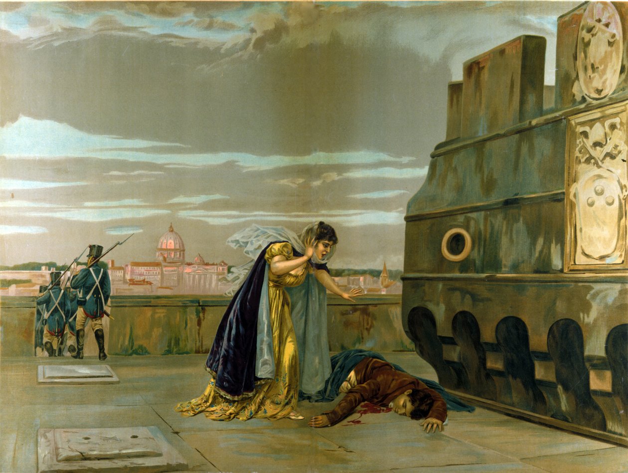 Scène uit "Tosca" van Giacomo Puccini door Luigi Morgari